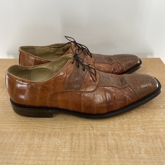 Men Belvedere Shoes Mare Genuine Ostrich Leather Lace up P7 Brown Size 9